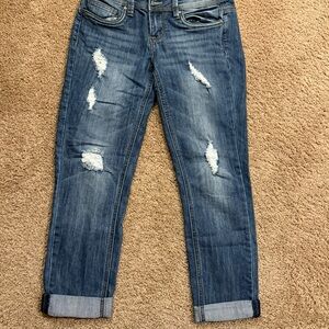 Dollhouse Dark Blue Ripped Cropped Jeans